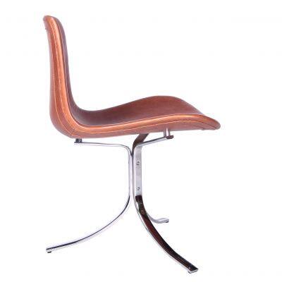 PK9 Chair Poul Kjaerholm 1960 Design, Mid-Century Modern Leather Dining Chair With Polished Stainless Steel Base for Home Hotel photo-2