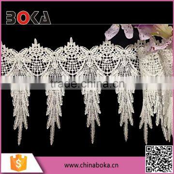 Embroidery Woven Hollow-out Wheatear Pattern white wide bridal lace trim