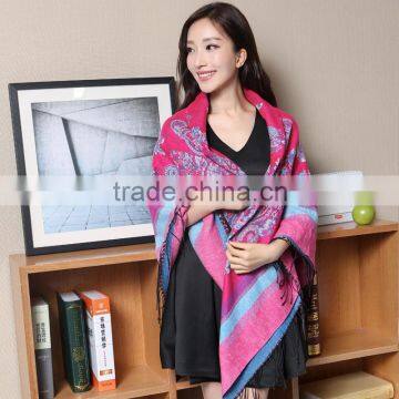 Tassel Flower Paisley Jacquard Square Lady Shawl photo-4