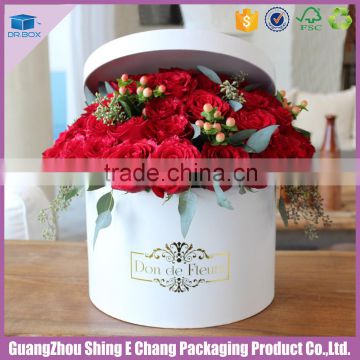 Cardboard printing luxury white and black round box for flowers/flower hat box