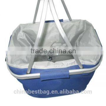 2014 Wholesale Folding Outdoor Picnic Basket with Double Handle