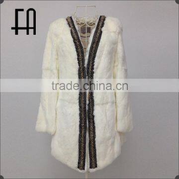 high fashion long design rabbit fur coat