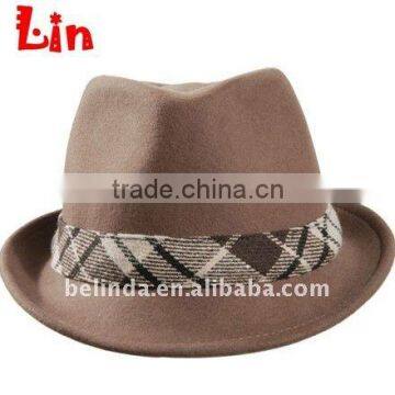 Fashion men khaki wool felt fedora hat
