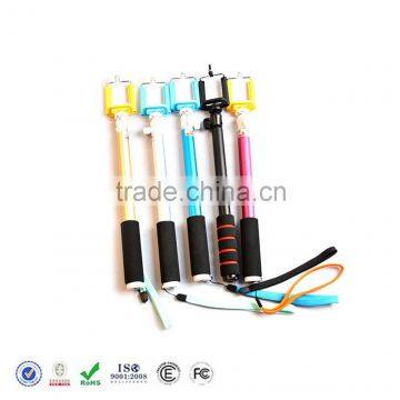 2015 new mini foldable colorful wired camera monopod selfie stick