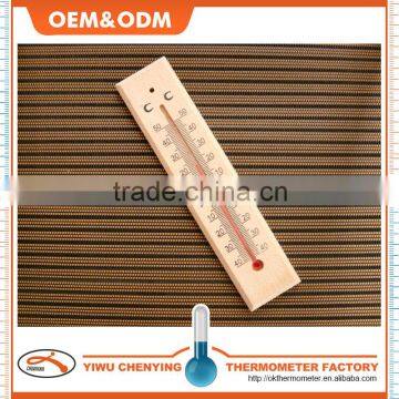 household indoor wooden thermometer w/ hanging red kerosene filled printed black font eco-friendly material