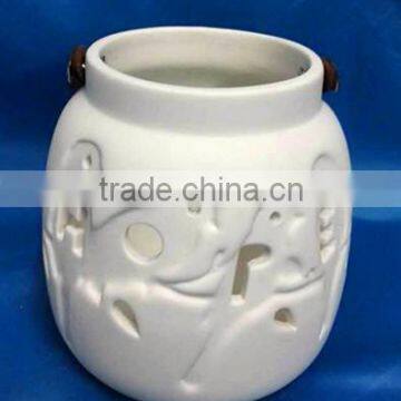 Ceramic porcelain cut out window t-light holder latern