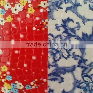 Wholesale low price high quality pu/pvc sythetic leather printed emboss flower pattern reflect leather