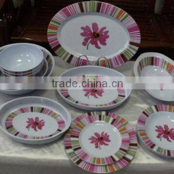 Color print melamine table ware set