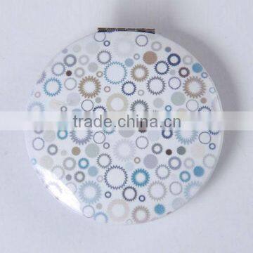 Round shape Aluminum double side foldable promotion travel mirror