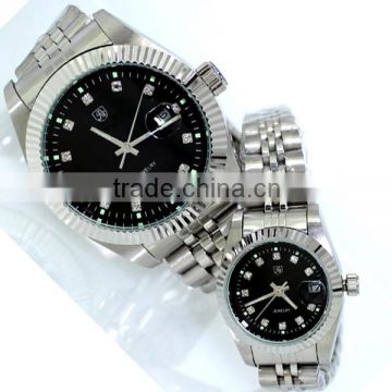 High end steel pebble japan movement quartz watch for couples