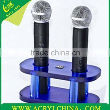 blue acrylic headphone rack with jointing, perspex microphone holder with 200*100*70mm