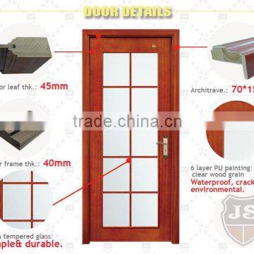 Hot Sale Lattice Wood Glass Door Design Kitchen Swinging Door for Interior Used photo-2