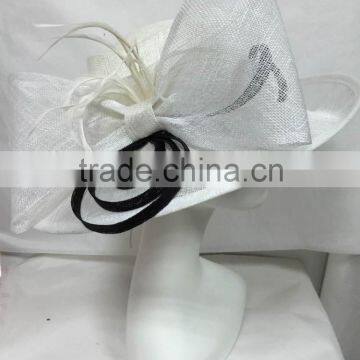 Sinamay/Church/Derby/Kentucky/Wedding hat-white/black