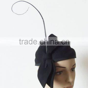 Felt fascinator trimming with ostrich quill