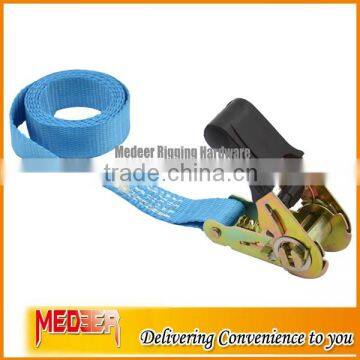 100% polyester 1" ratchet tie down without hook Rubber coated rachet 4 meter straps orange color 1000kg breaking strength