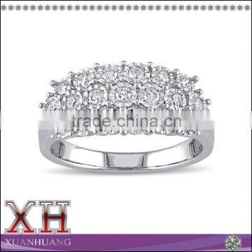 Sterling Silver White Rhodium Diamond Multi-row Anniversary Band Ring