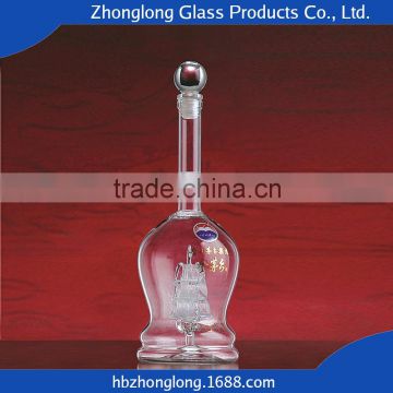 China Wholesale Low Price Mouth Blown Fancy Glass Bottle 750Ml