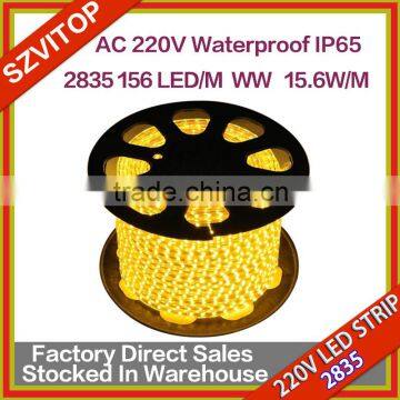 SV 220V IP65 2835Flexible Rope LED Strip warm white Party Xmas Lamp 220V2835 156LEDS/M