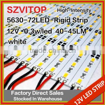 SV Dc 12V LED STRIP Super Bright 5630 72LEDs Rigid Strip white Light Non-waterproof 12mm Width PCB 40-50LM