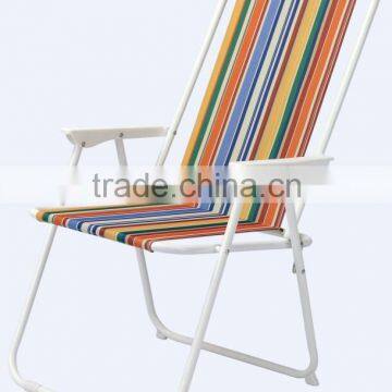 Comfortable folded beach chair with armrest and backrest