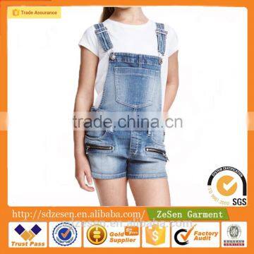 Wholesale Kids Apparel Hot Summer Casual Denim Bib Overall Shorts For Girls