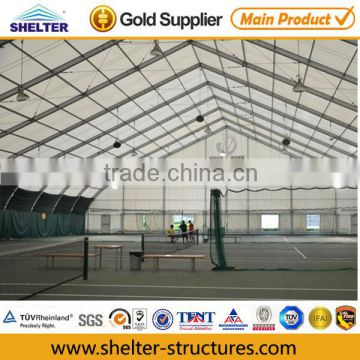 curved beam tent structure for tennis courts