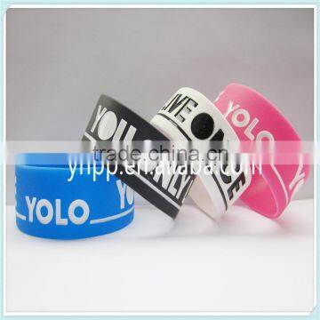 1" Wide Custom Logo Silicone Wristband Debossed Bracelet