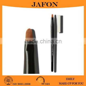 Matte black wood handle disposable eyeliner cosmetic brush with plastic cover