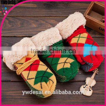 popular Children warm winter jacquard lovely rhombus double gloves knitting