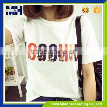 Korean Cartoon Letter Picture Short Sleeve T-shirt