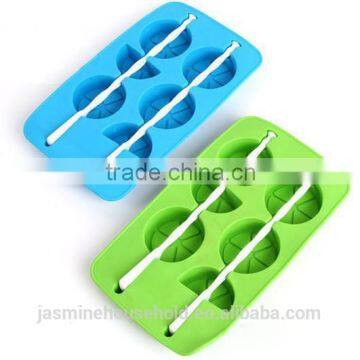 Custom Whisky Lemon Shape silicone ice cube Tray with PP sticks