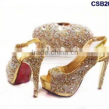 CSB2083 2016 No.1 Sale New Fashion New Design Italian Style High Heel Shoes Bag With Rhinestone for Matching Cinderella Dress photo-5