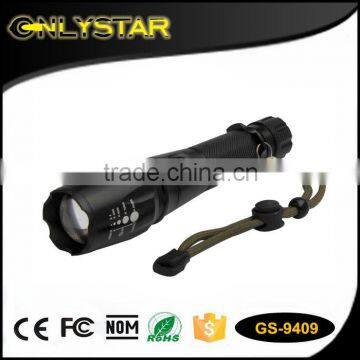 Onlystar GS-9409 hot selling customized led light manufacturer flash light lenser torches zoom dimmer led flashlight