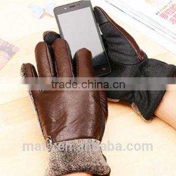 100% In Stock !Outdoor Windproof PU Leather Velvet Touch Screen Gloves