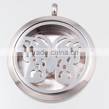 Latest Style Stainless Steel Butterfly Essential Oils Diffuser Locket Necklace Pendant