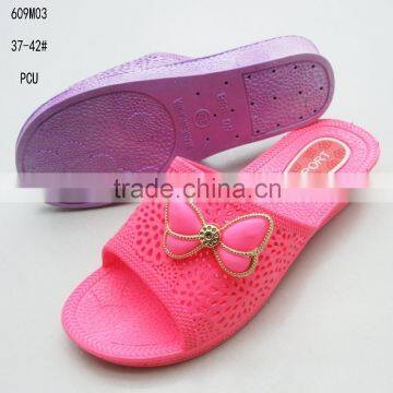 China supply latest PCU women open-toe low wedge slippers