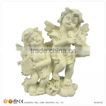 Cheap Customized Christmas Decorating Angel Figurines Musical Sculptures with Violin and Harp