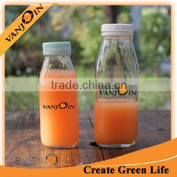 Square Juice Glass Bottle With Plastic Cap