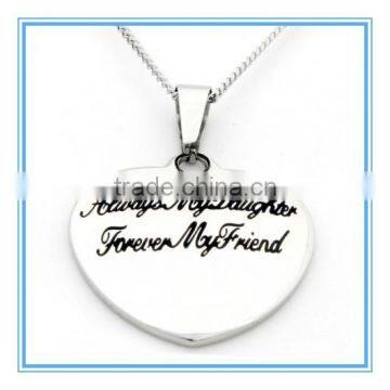 Always My Daughter, Forever My Friend Pendant Stainless Steel Necklace