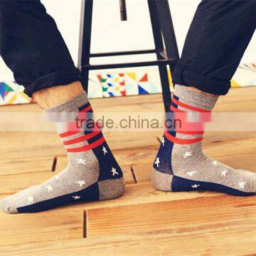 Custom White Striped And Star Design Half Terry Elastic Cuff Cotton Men Sport Socks Quality Choice photo-4