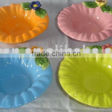 handpainted ceramic flower dish set