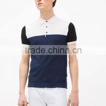 COLOUR BLOCK MEN SWEATER POLO SHIRT Short contrasting sleeves Shirt collar