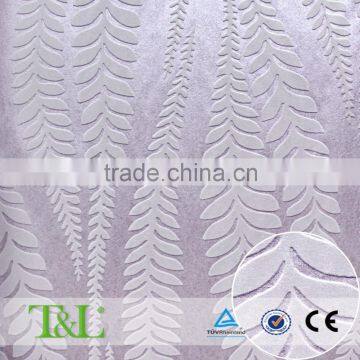 Bedroom decorative leaf pattern flock wallpaper