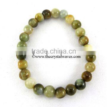 Green Cats Eye Round Beads Bracelet