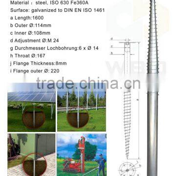 F114*2000mm solar ground screw for solar mounting, fencing, foundation