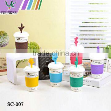 Travel Mug Cup With Silicone Lid Cover Cap Sets photo-5
