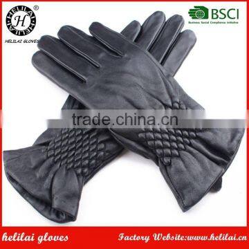 Wholesale Best Price Factory Winter Women's Leather Gloves with Elastic Cuff in Winter