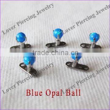 High Polish With Opal Ball Gr23 Titanium Dermal Anchor Piercing Jewelry [DA-181]