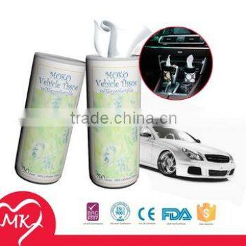 Multi-purpose vehicle tissue with round box packing customized design