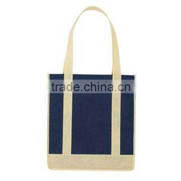 Non-Woven Two-Tone Shopper Tote Bag- Navy